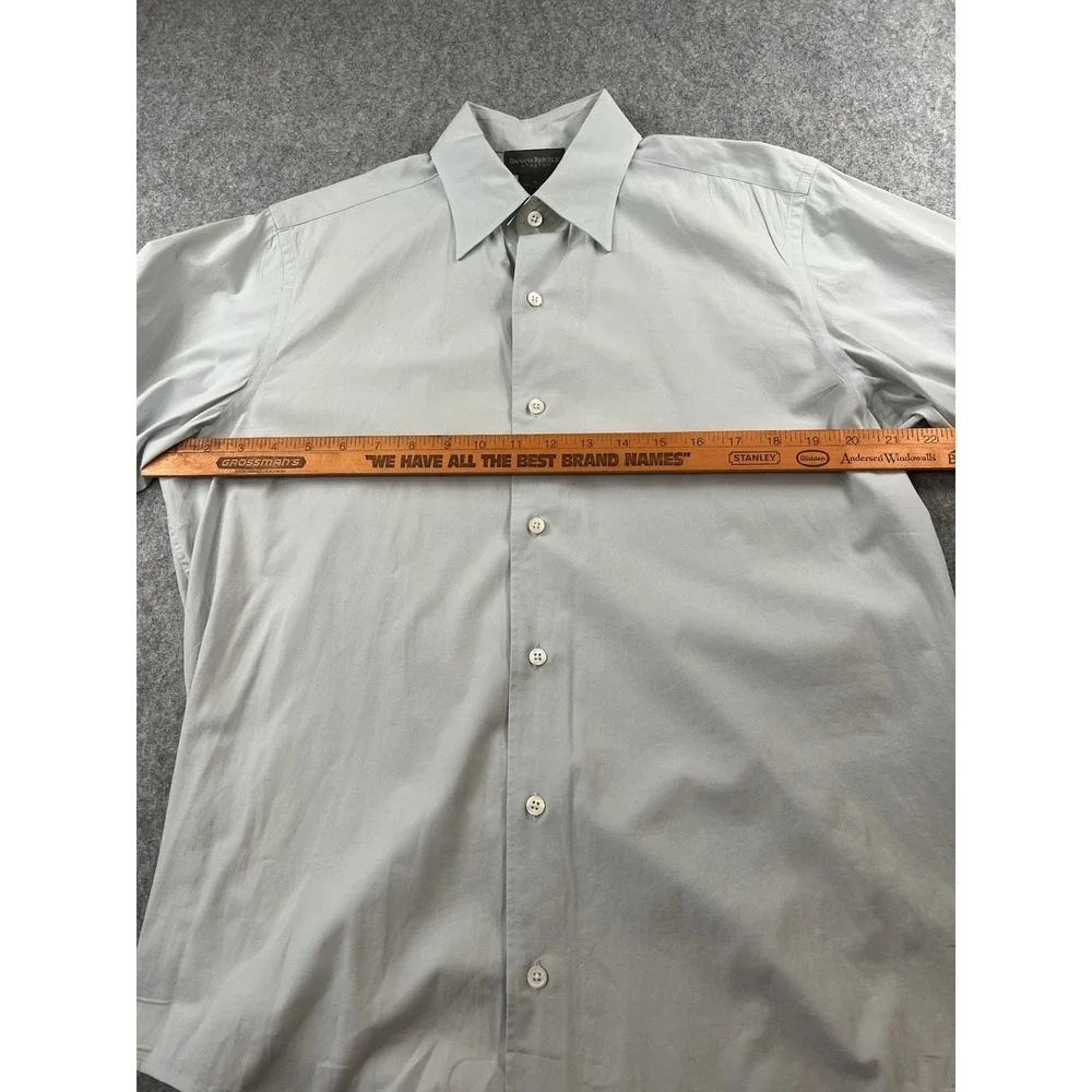 Banana Republic Mens Light Blue Cotton Stretch Slim Dress Shirt M 34/35